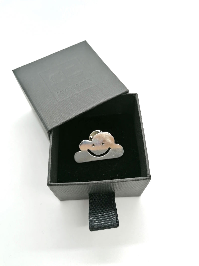 Sterling Silver Smiley Cloud Pin