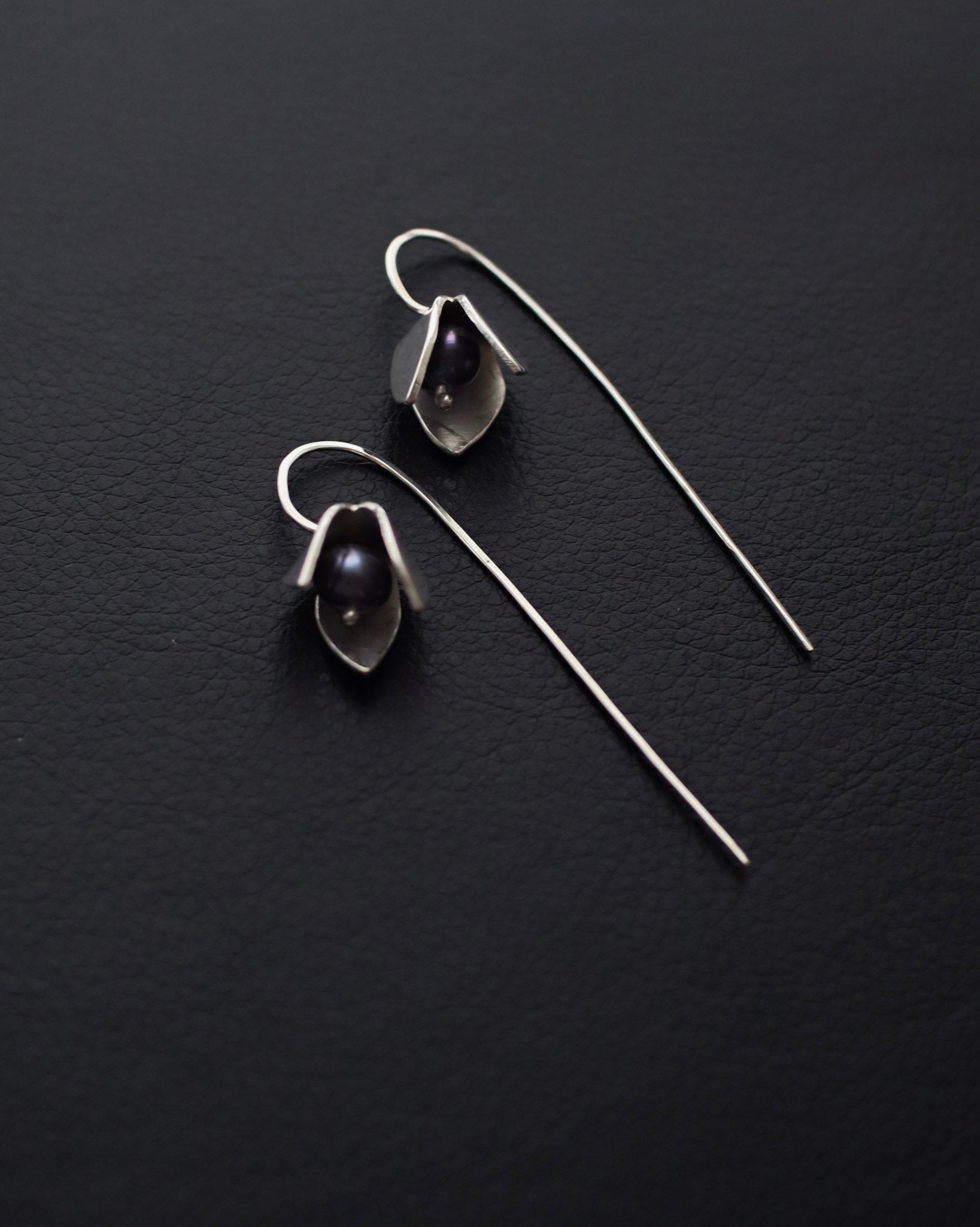 Sterling silver snowdrops earrings with fresh water pearls