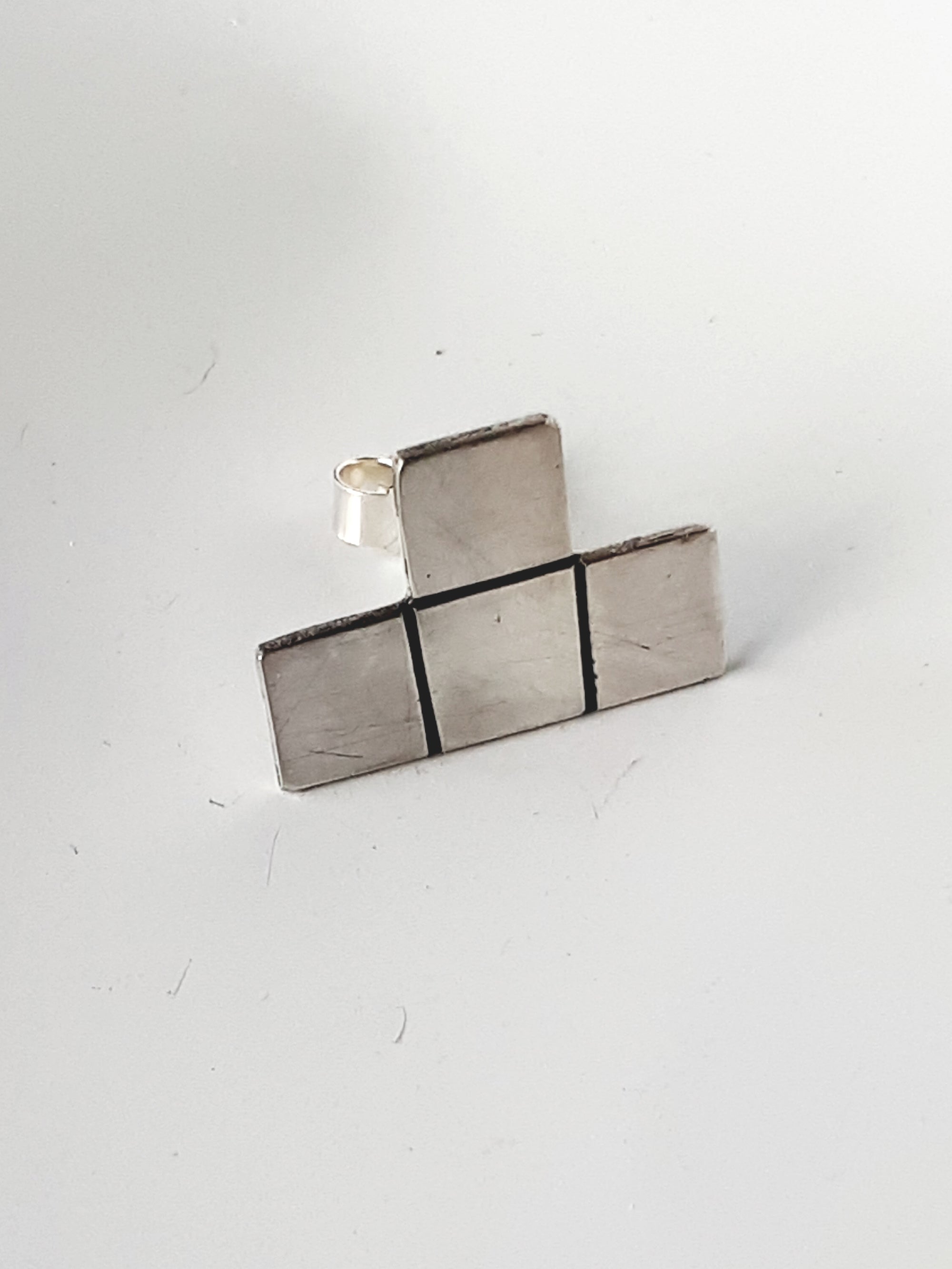 Sterling silver Tetris ear studs