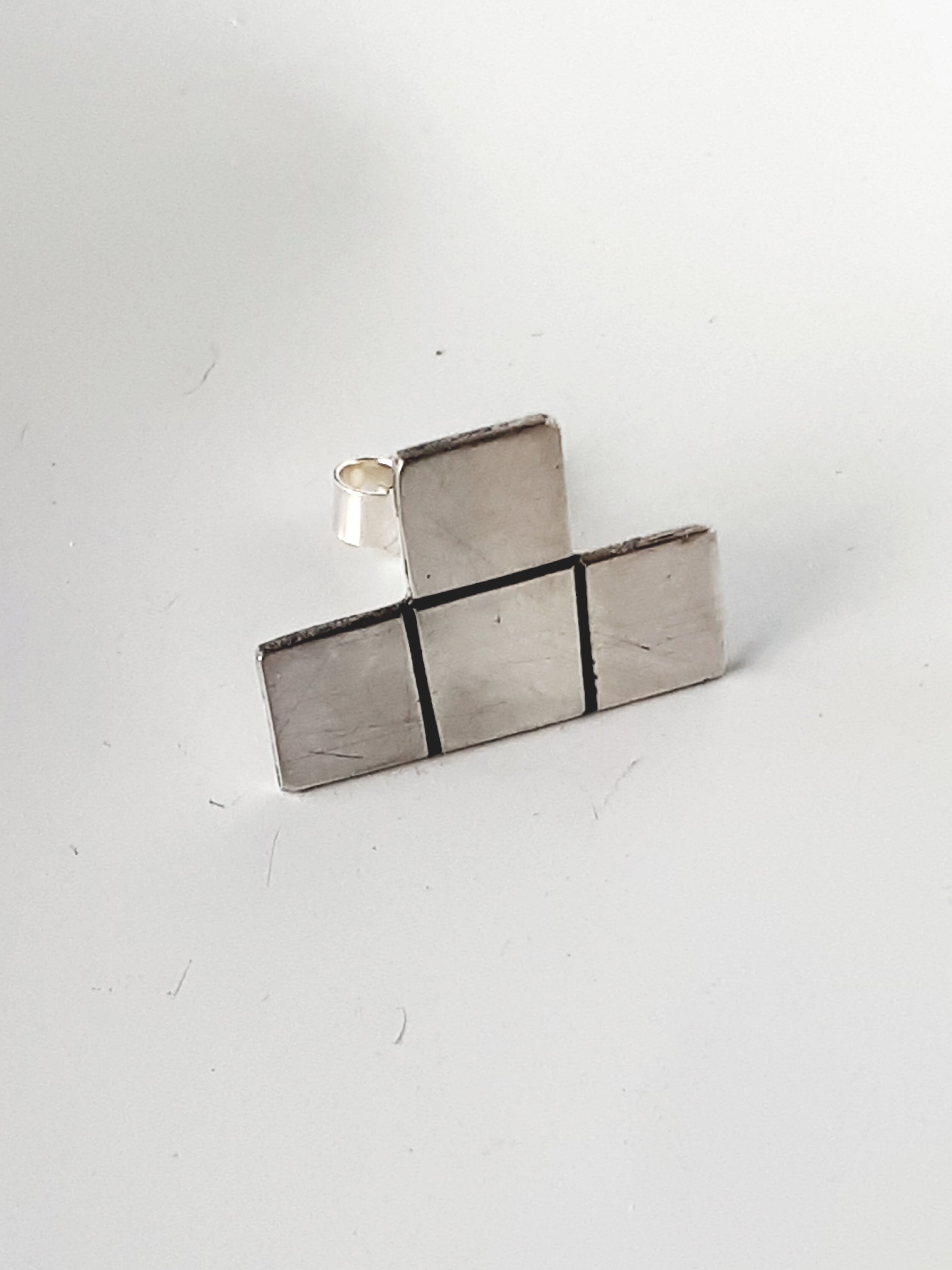 Sterling silver Tetris ear studs