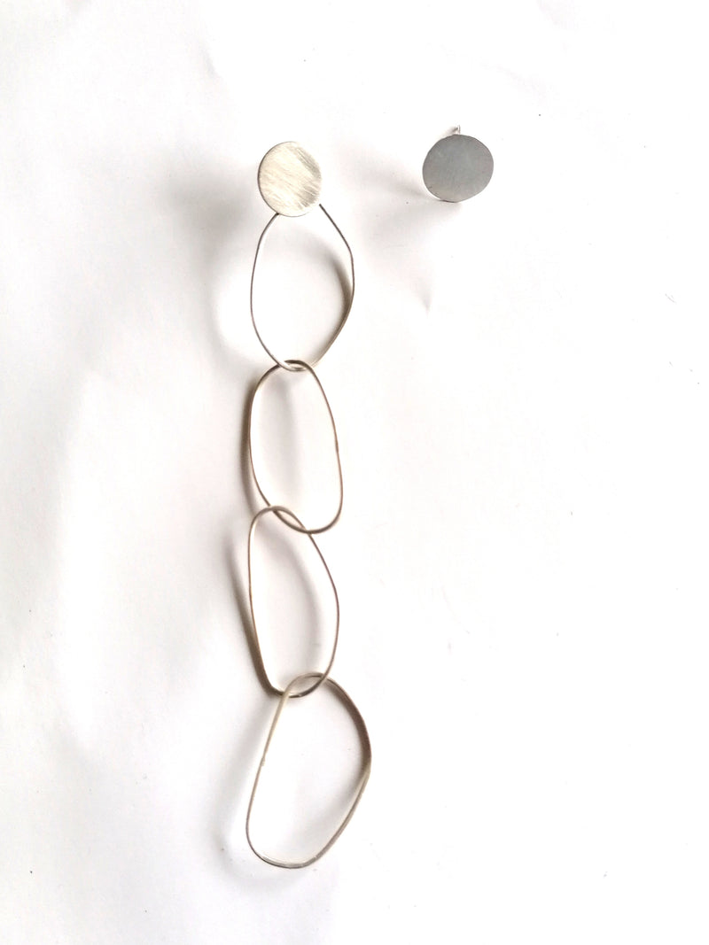 Sterling silver mismatched chain earrings