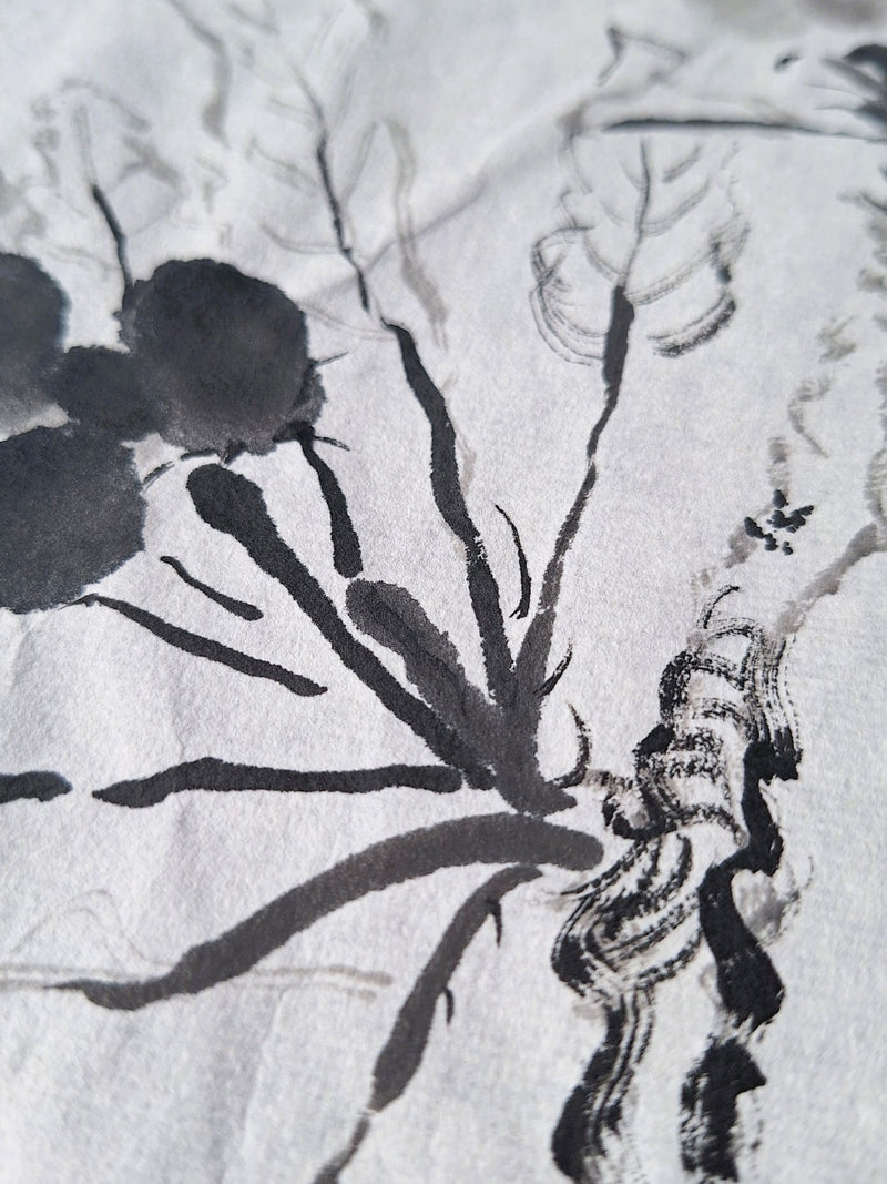 Chinese Ink Painting 'Apple Blossom 1' - Origional Art Work - Saw Framed