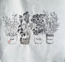 Chinese Ink Painting 'Herb Pots' - Origional Art Work - Saw Framed