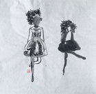 Chinese Ink Painting 'Itish Dancers' - Origional Art Work - Saw Framed