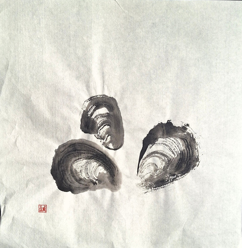 Chinese Ink Painting 'Mussels 1'- Origional Art Work - Saw Framed