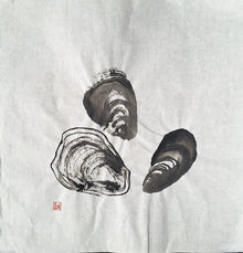 Chinese Ink Painting 'Mussels 4'- Origional Art Work - Saw Framed