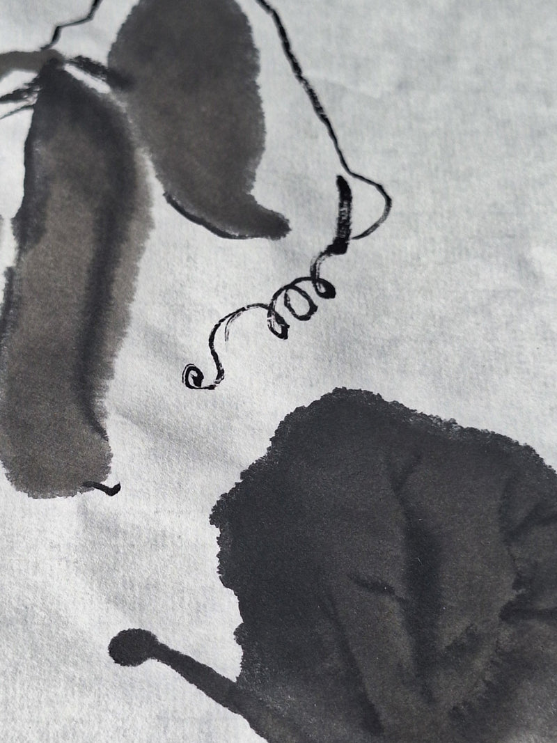 Chinese Ink Painting 'Peas' - Origional Art Work - Saw Framed