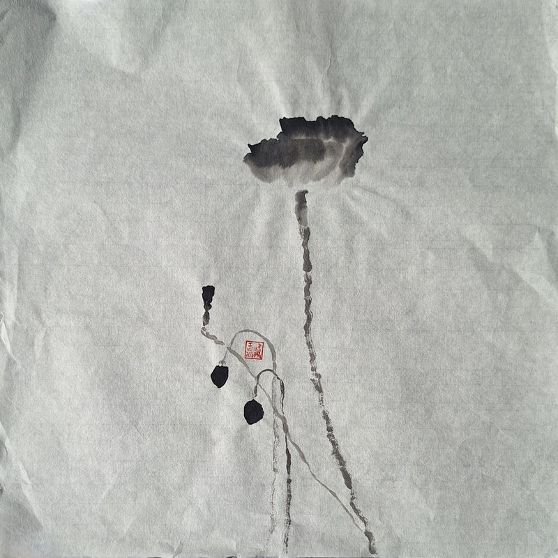 Chinese Ink Painting 'Poppies 7' - Origional Art Work - Saw Framed