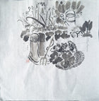 Chinese Ink Painting 'Veg Patch' - Origional Art Work - Saw Framed