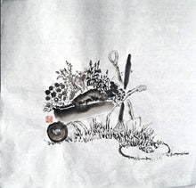 Chinese Ink Painting 'Wheelbarrel' - Origional Art Work - Saw Framed