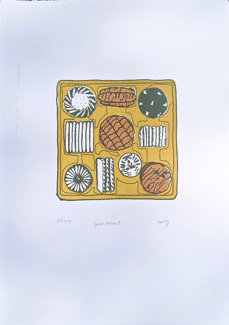 'Good Biscuits' Screenrprint - Printer's Proof of 4 - Saw Framed