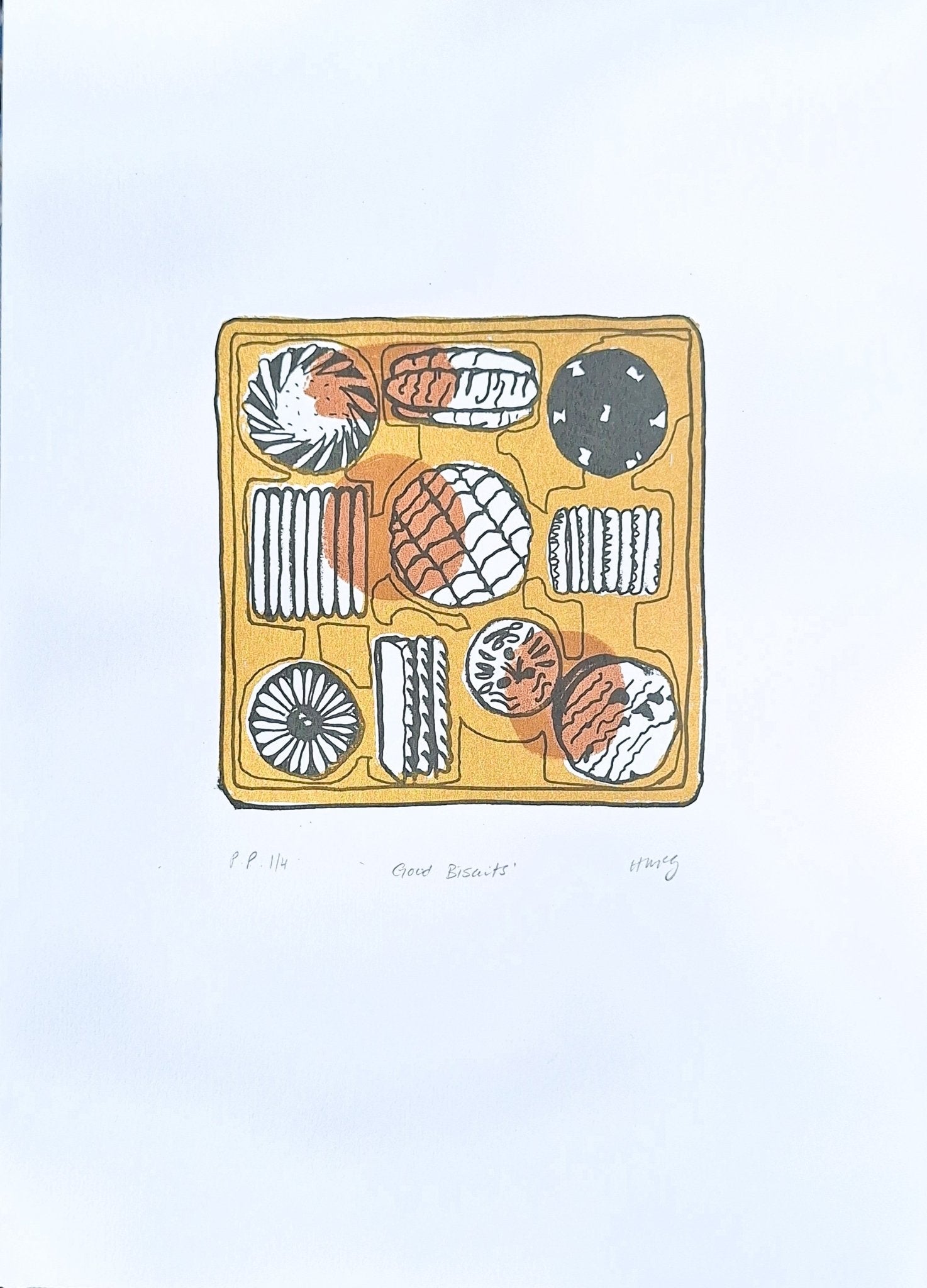 'Good Biscuits' Screenrprint - Printer's Proof of 4 - Saw Framed