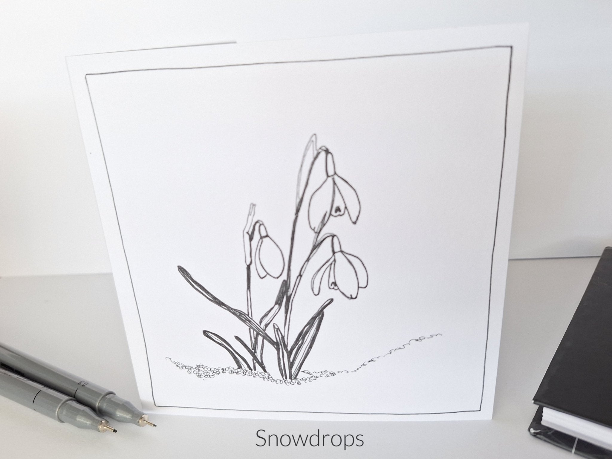 Greeting Card - Snowdrops - It's An Irish Thing - Saw Framed