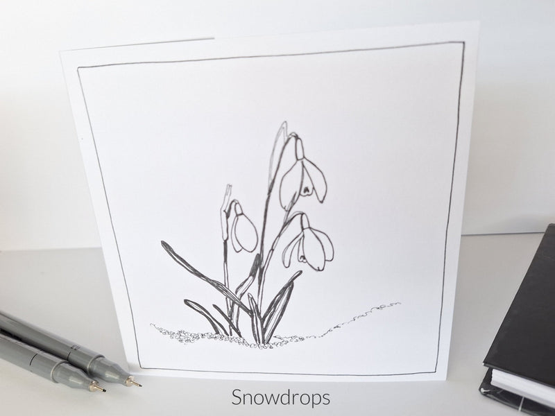 Greeting Card - Snowdrops - It's An Irish Thing - Saw Framed