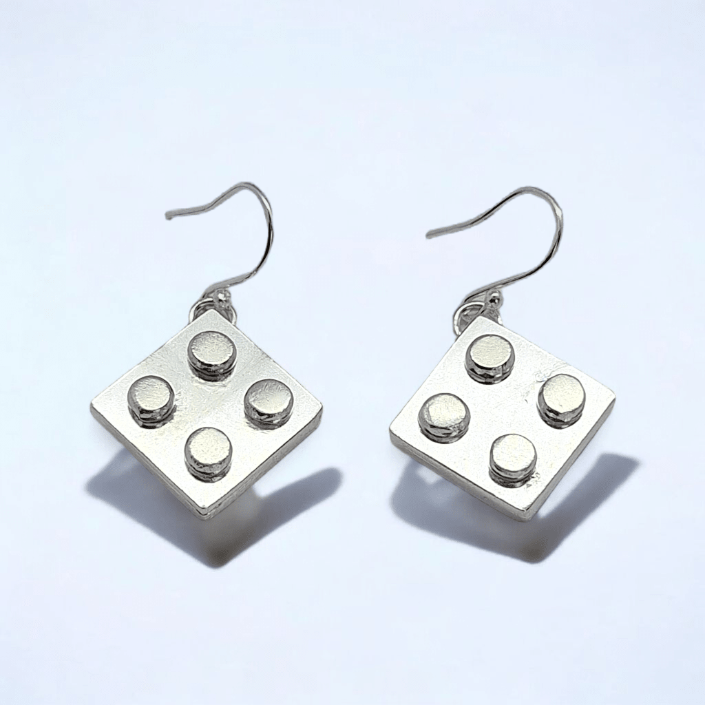 LEGO Inspired Sterling Silver Earrings - Limited edition of 3 - Saw Framed