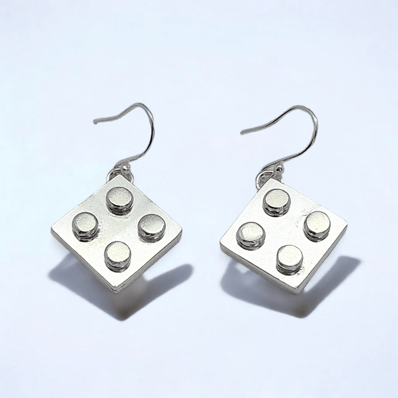 LEGO Inspired Sterling Silver Earrings - Limited edition of 3 - Saw Framed