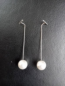 Sterling silver long T bar earrings