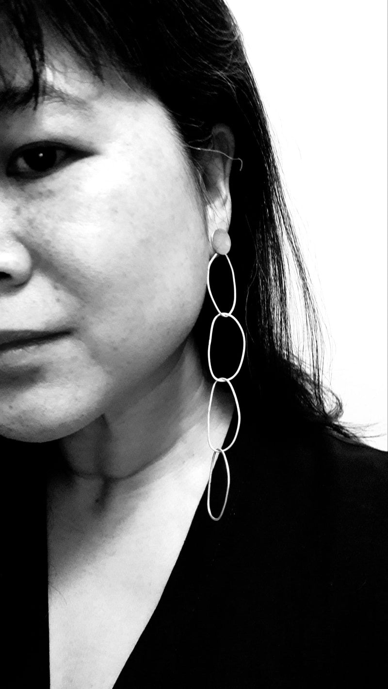 Sterling silver mismatched chain earrings