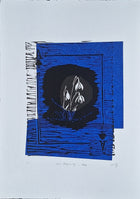 'New Begining' Linoprint with chiné collé - 3 unique work - Saw Framed