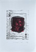 'New Begining' Linoprint with chiné collé - 3 unique work - Saw Framed