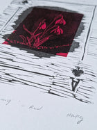 'New Begining' Linoprint with chiné collé - 3 unique work - Saw Framed