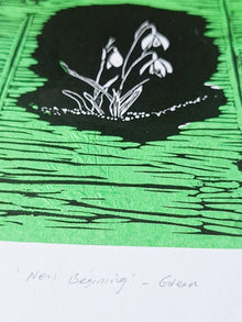 'New Begining' Linoprint with chiné collé - 3 unique work - Saw Framed