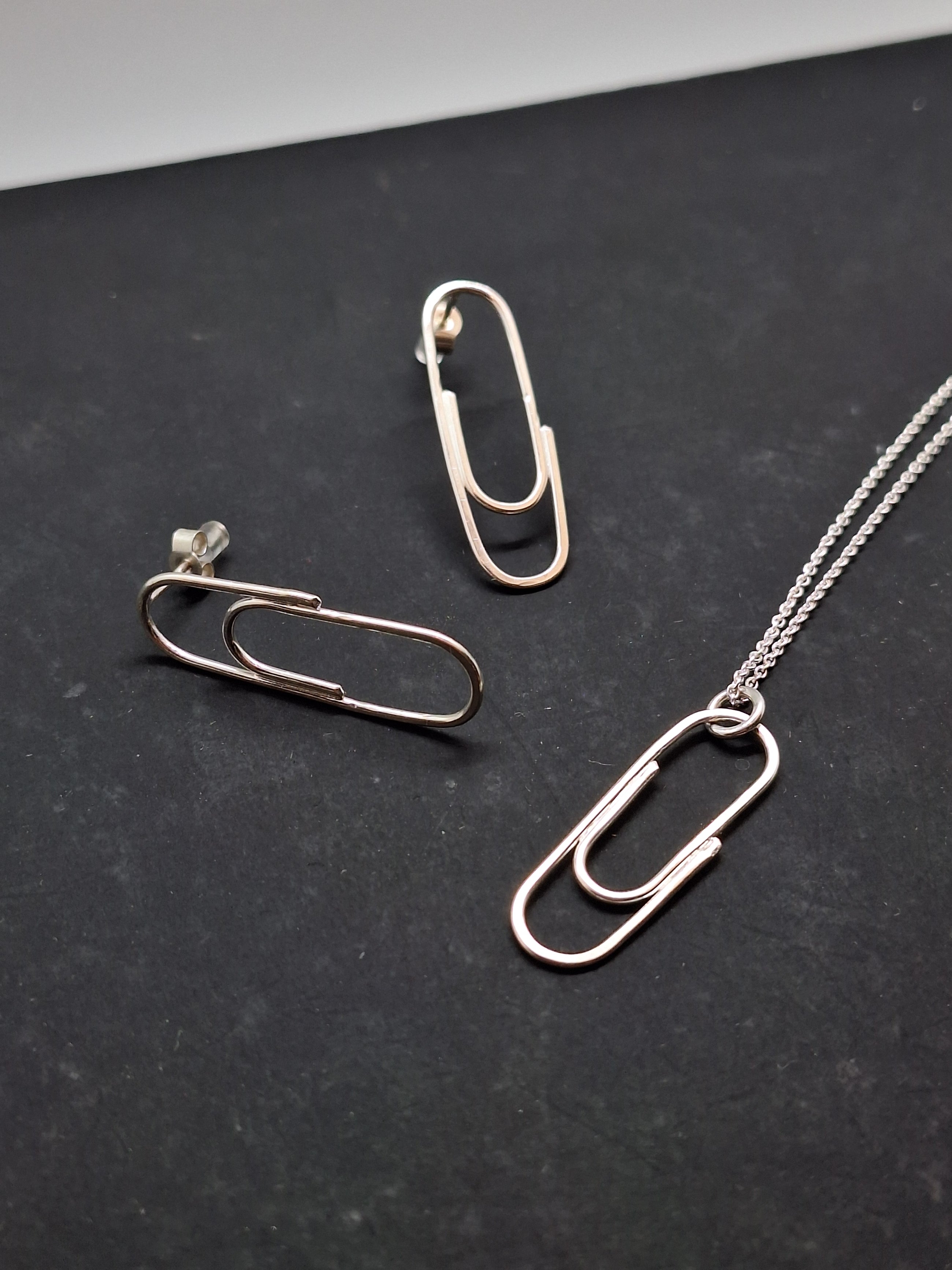 Sterling silver paper clip earrings