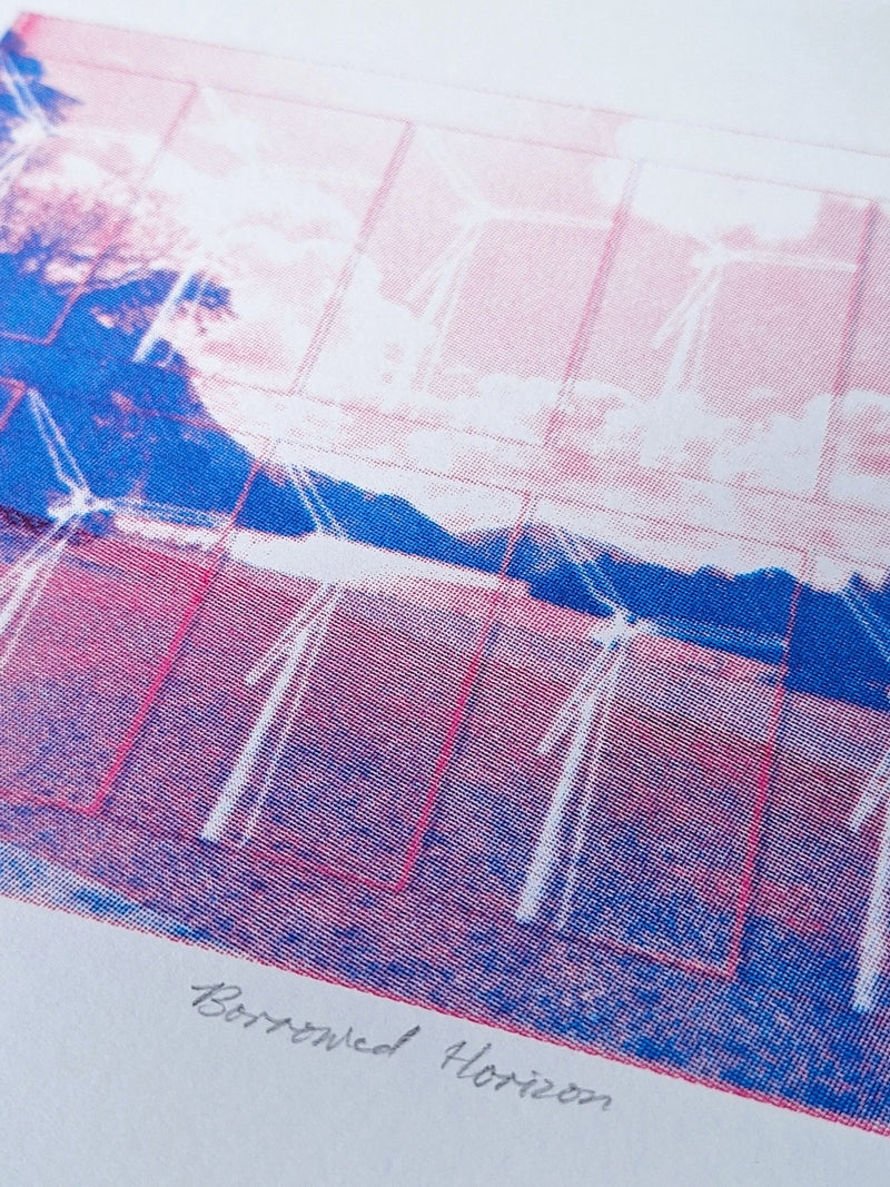 Printer's Proof (of 1) - 'Borrowed Horizon' CMYK Screenrprint (M&B) - Saw Framed