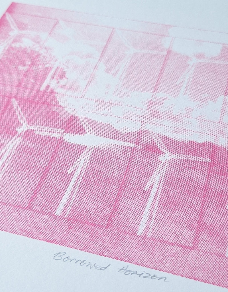 Printer's Proof (of 4) - 'Borrowed Horizon' CMYK Screenrprint (Magenta) - Saw Framed
