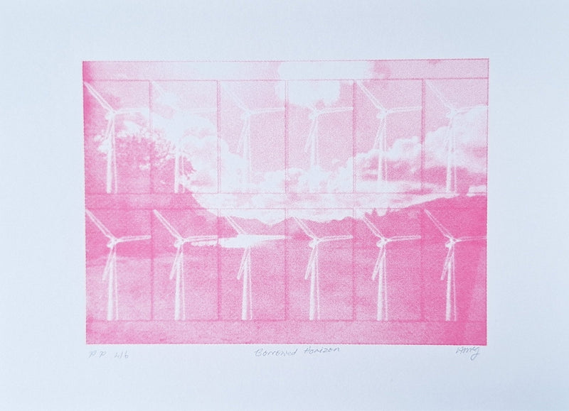 Printer's Proof (of 4) - 'Borrowed Horizon' CMYK Screenrprint (Magenta) - Saw Framed