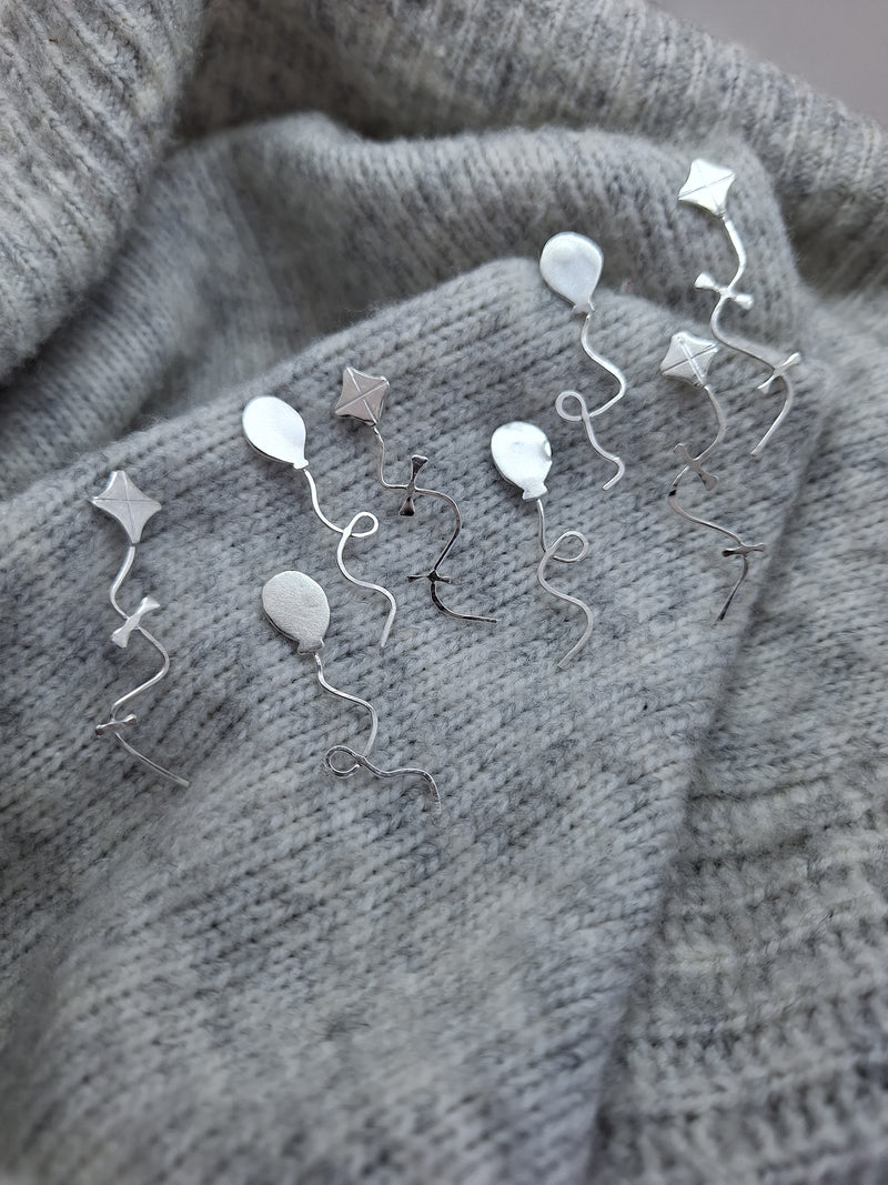 Sterling silver kite earrings