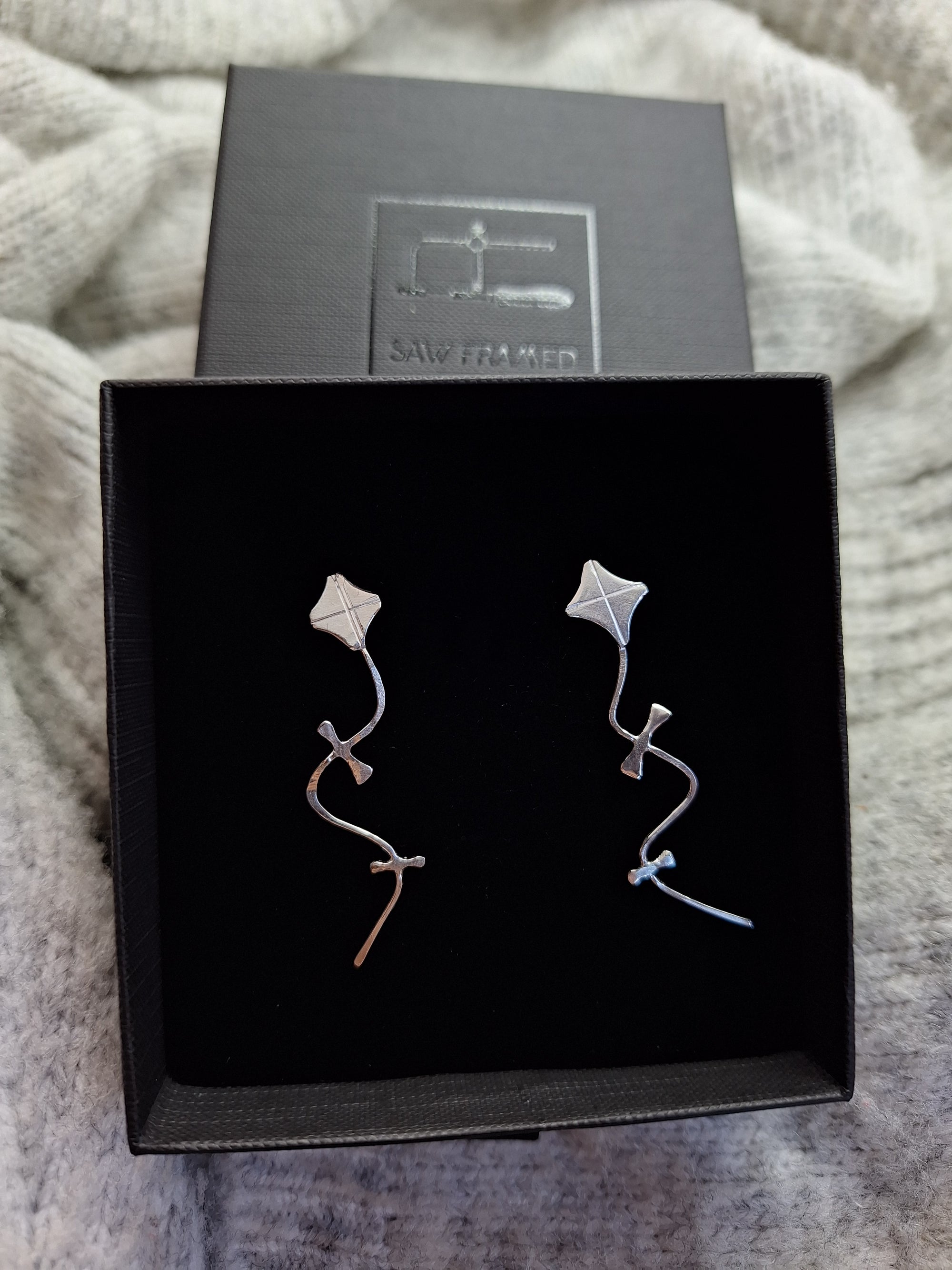 Sterling silver kite earrings