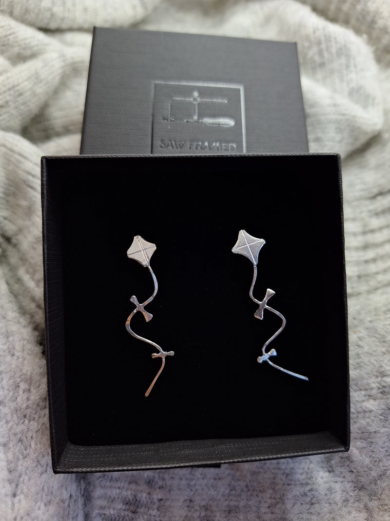 Sterling silver kite earrings