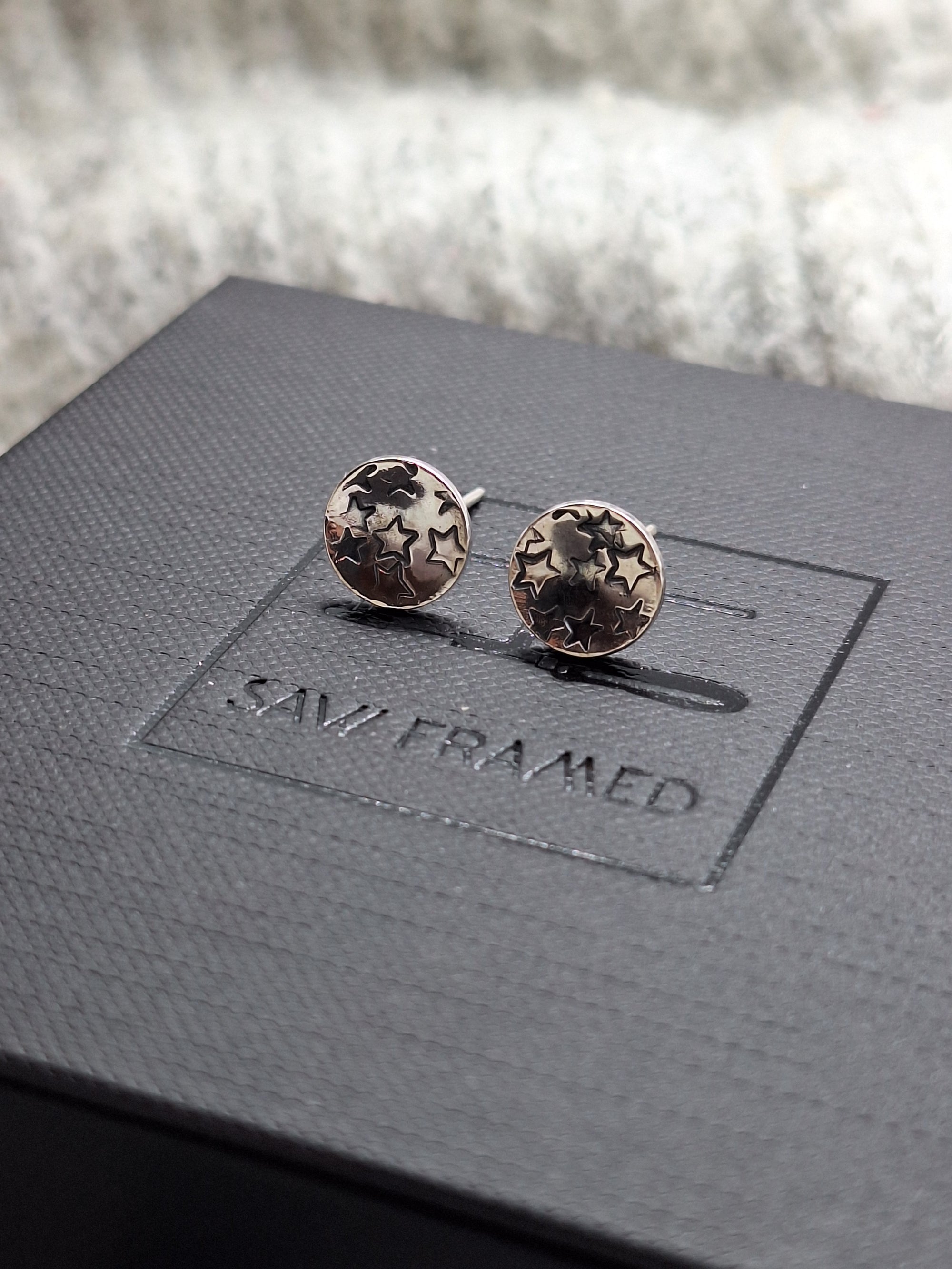 Sterling Silver Written In The Stars Round Ear Studs