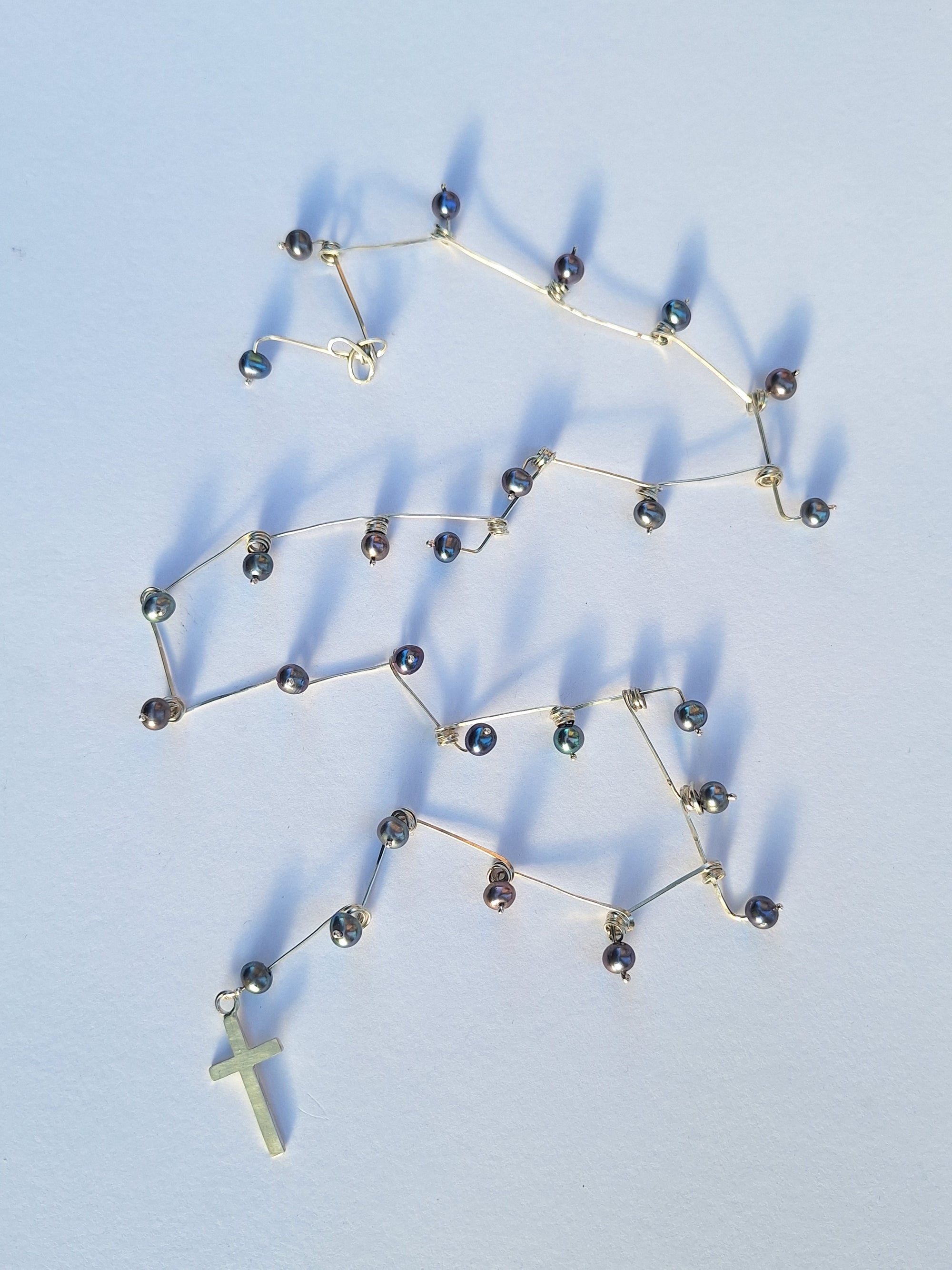 Sterling Silver Rosary Beads with Fresh Water Pearls - One of a kind