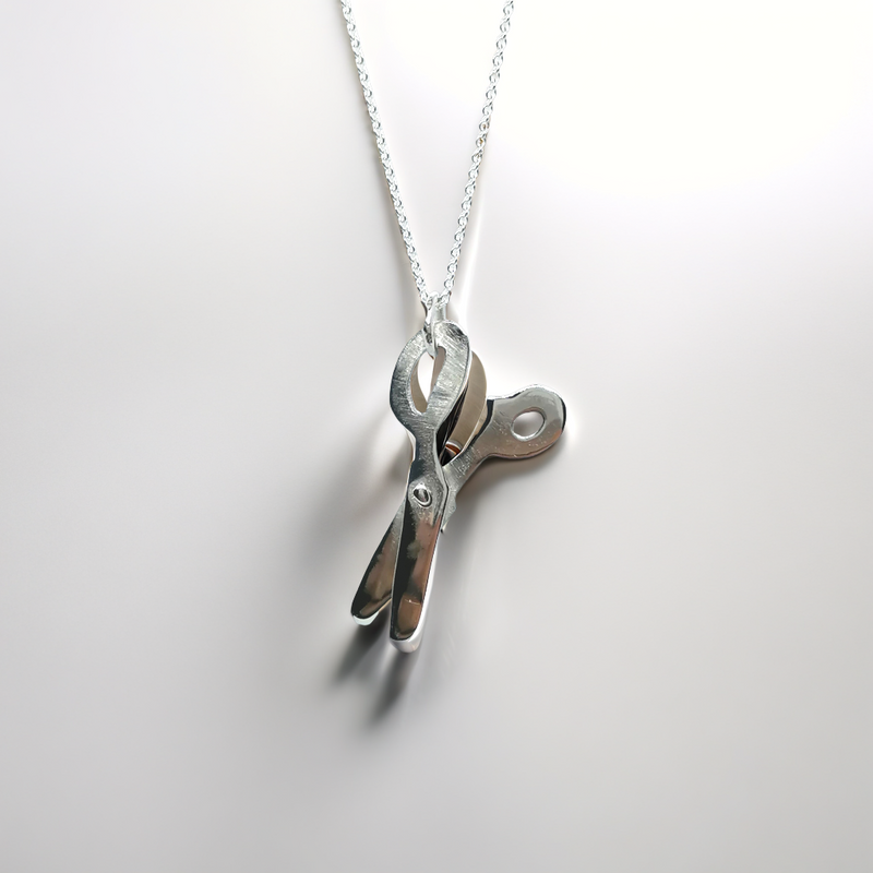 Sterling silver scissors necklace