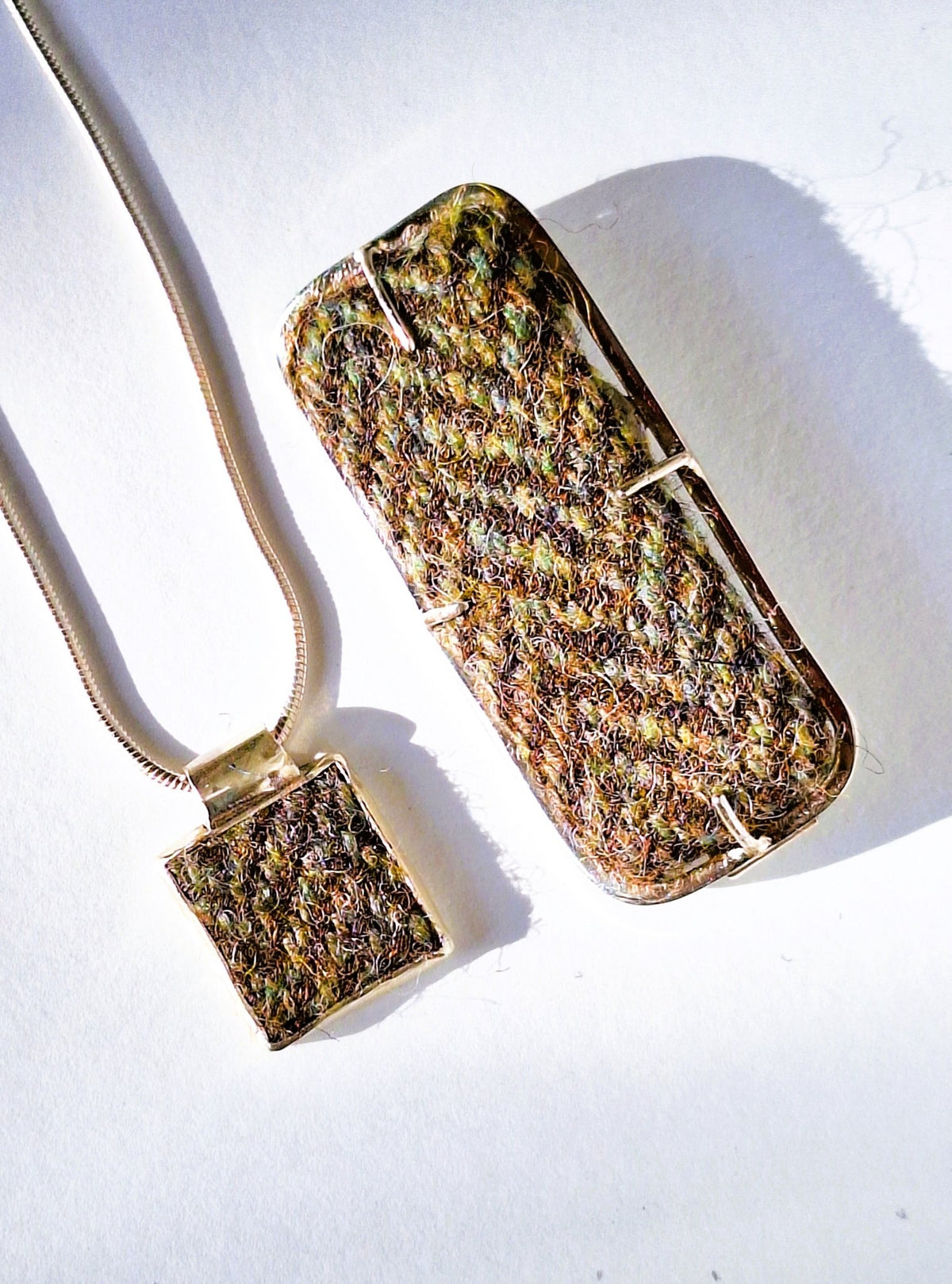 Small Pendant - Irish Tweed Silver - Saw Framed