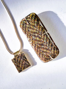 Small Pendant - Irish Tweed Silver - Saw Framed