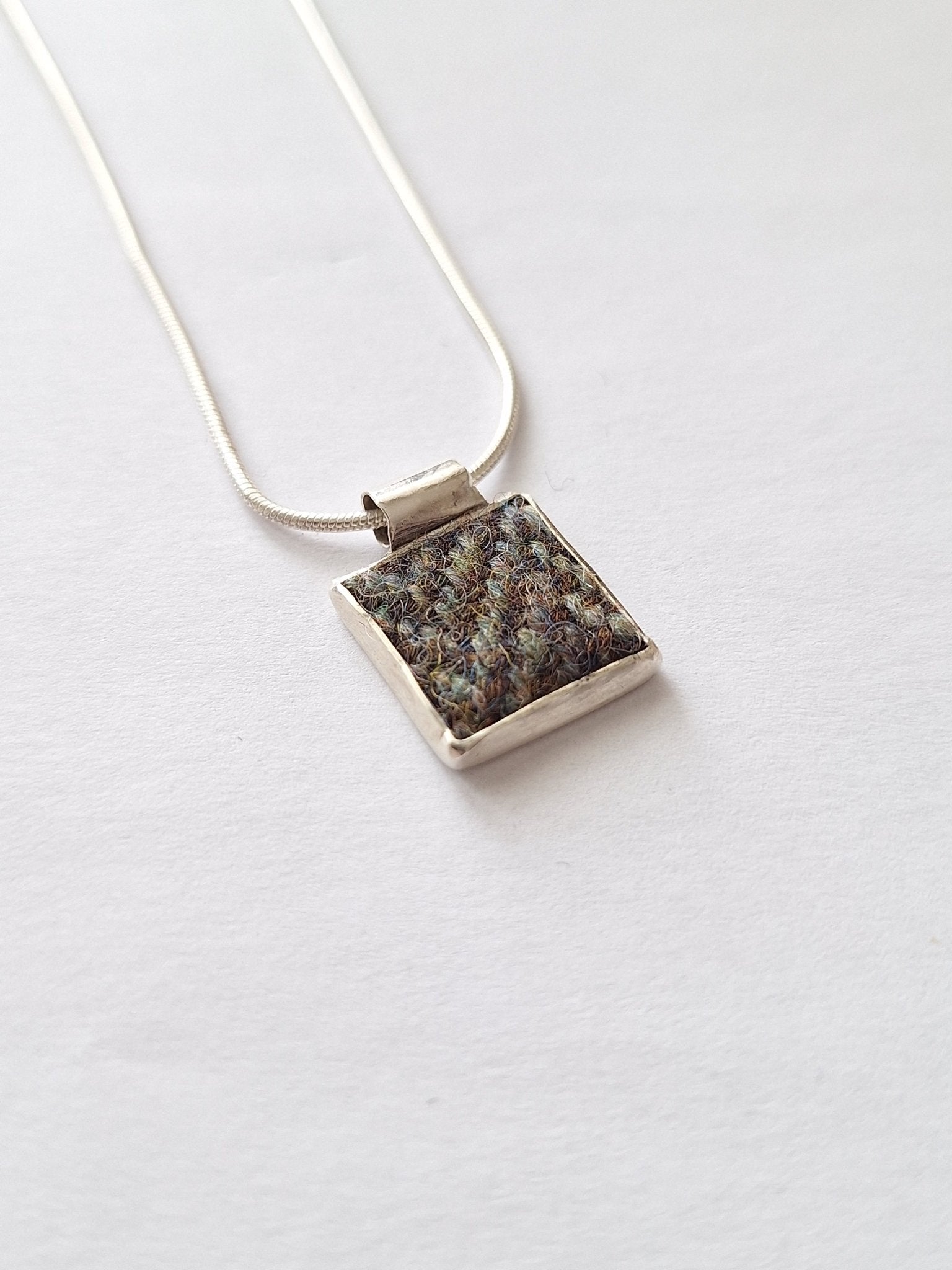 Small Pendant - Irish Tweed Silver - Saw Framed
