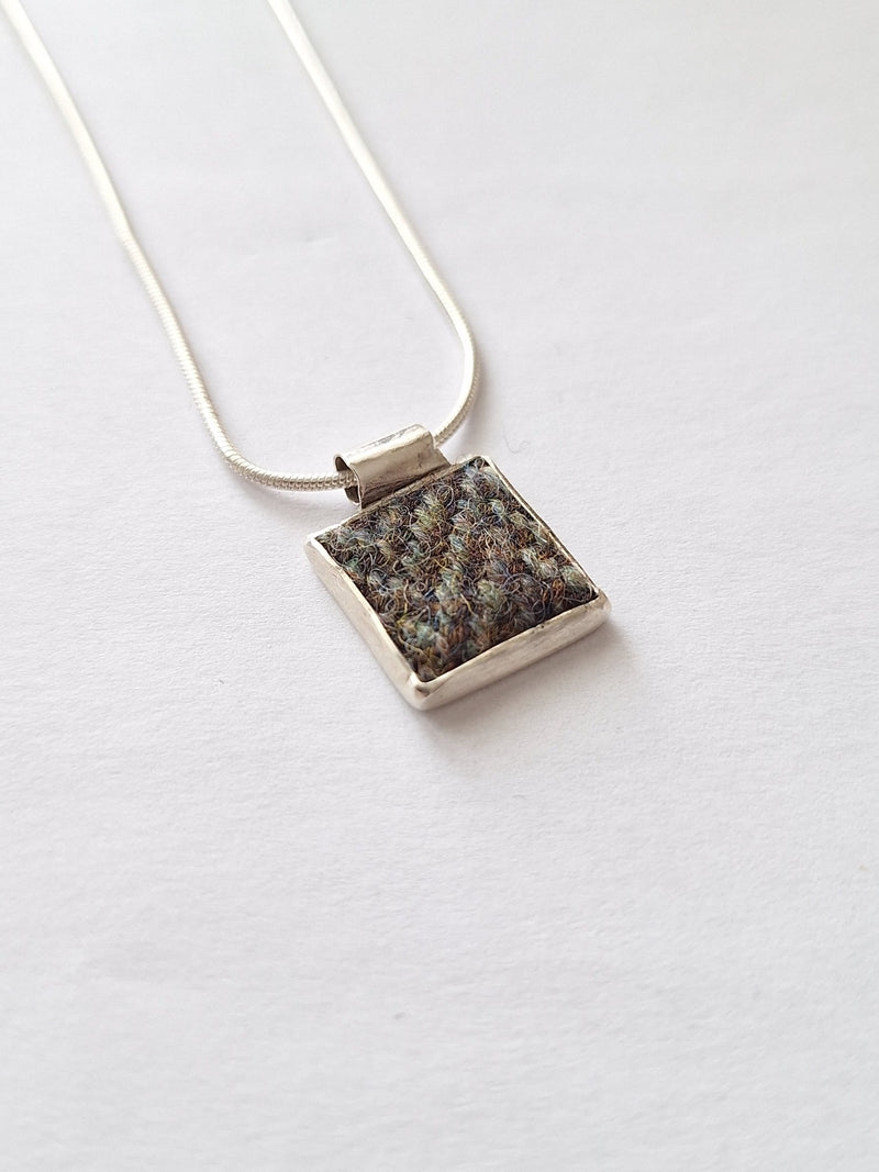 Small Pendant - Irish Tweed Silver - Saw Framed