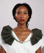 Statement Herrigbone Shoulder Piece / Necklace - Irish Tweed Silver - Saw Framed