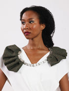 Statement Herrigbone Shoulder Piece / Necklace - Irish Tweed Silver - Saw Framed