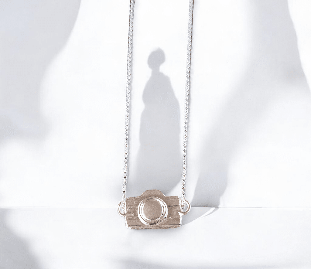 Sterling silver camera necklace - Saw Framed