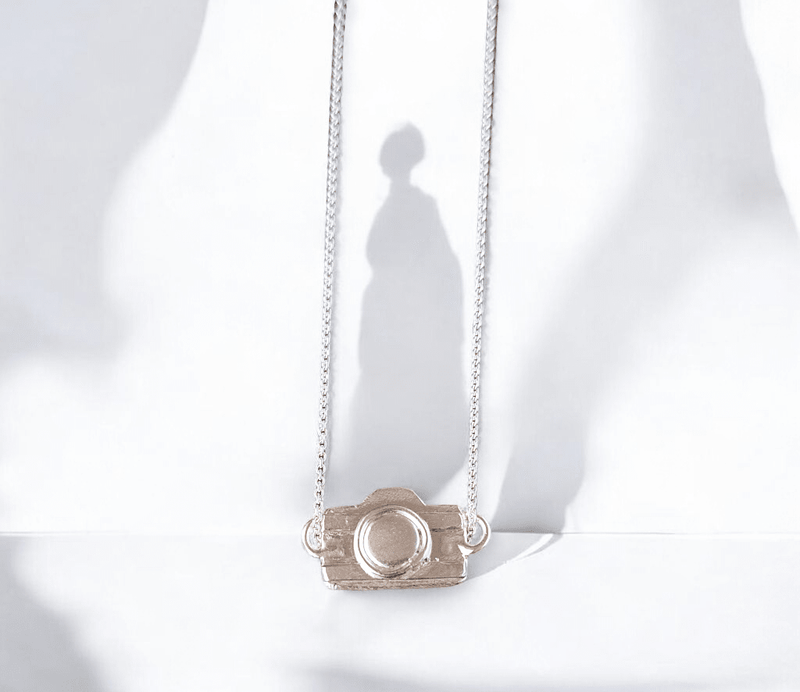 Sterling silver camera necklace - Saw Framed