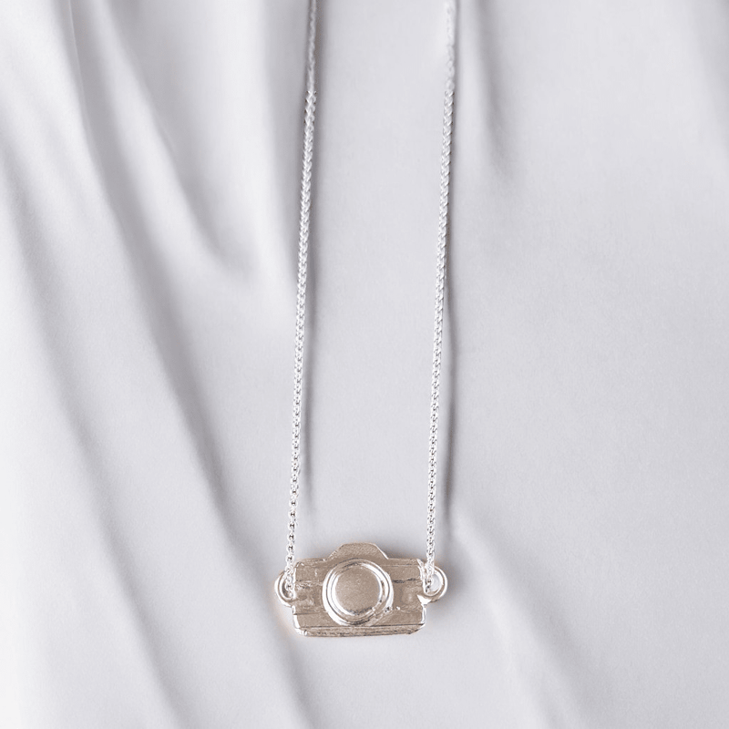 Sterling silver camera necklace - Saw Framed