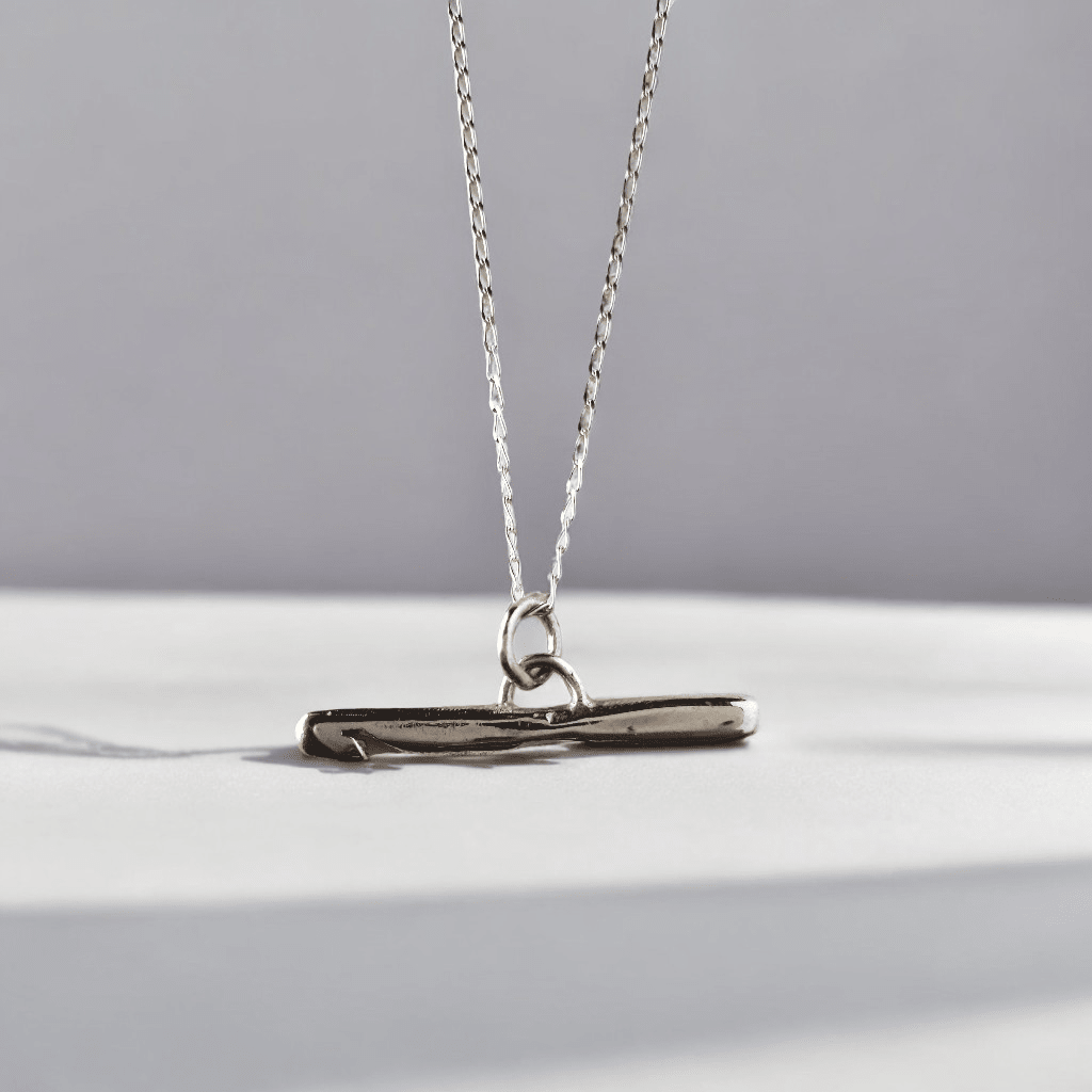 Sterling silver crochet hook necklace - Saw Framed