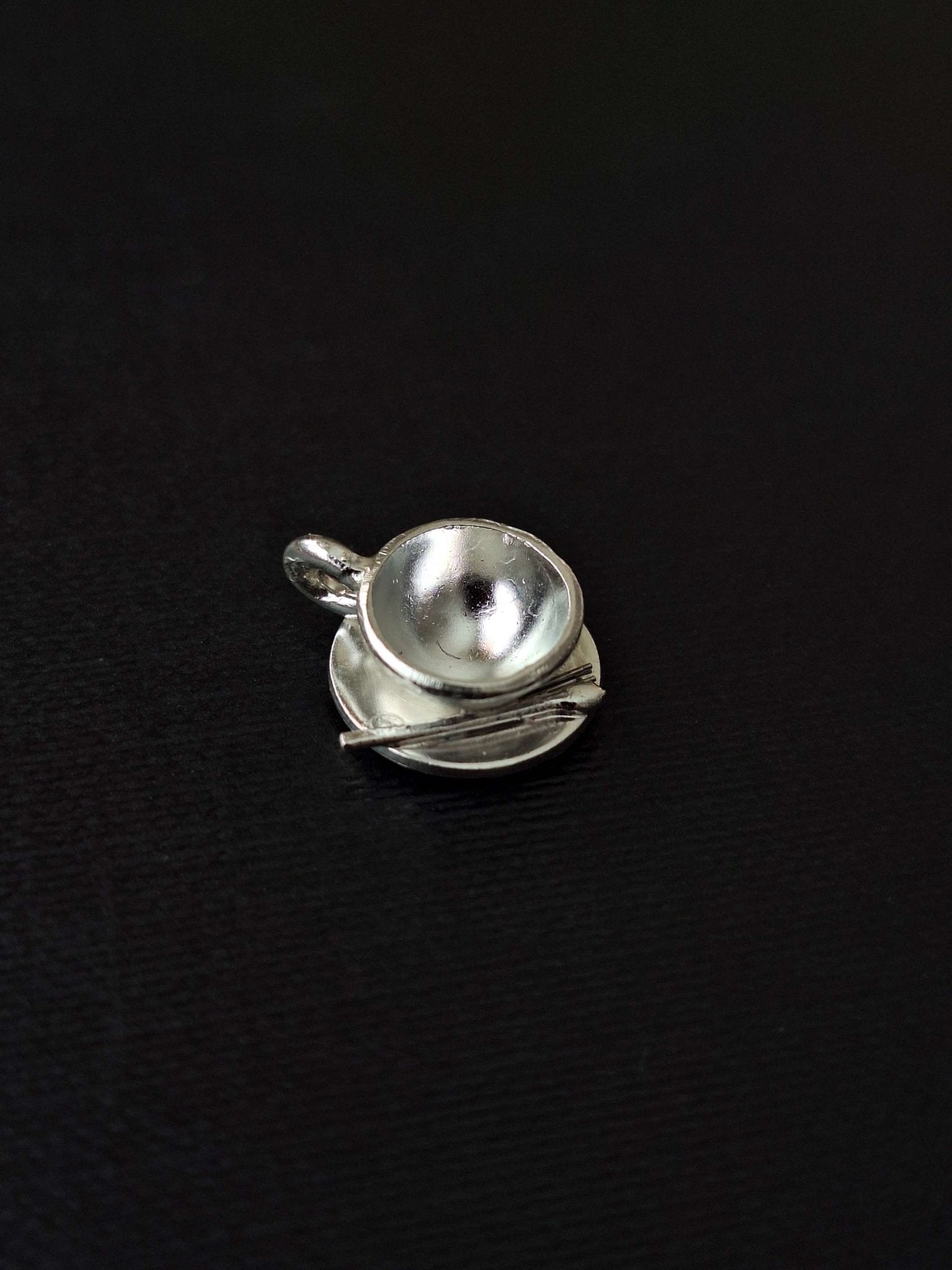 Sterling silver cup and saucer necklace - Saw Framed
