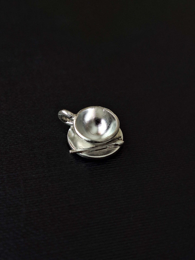 Sterling silver cup and saucer necklace - Saw Framed