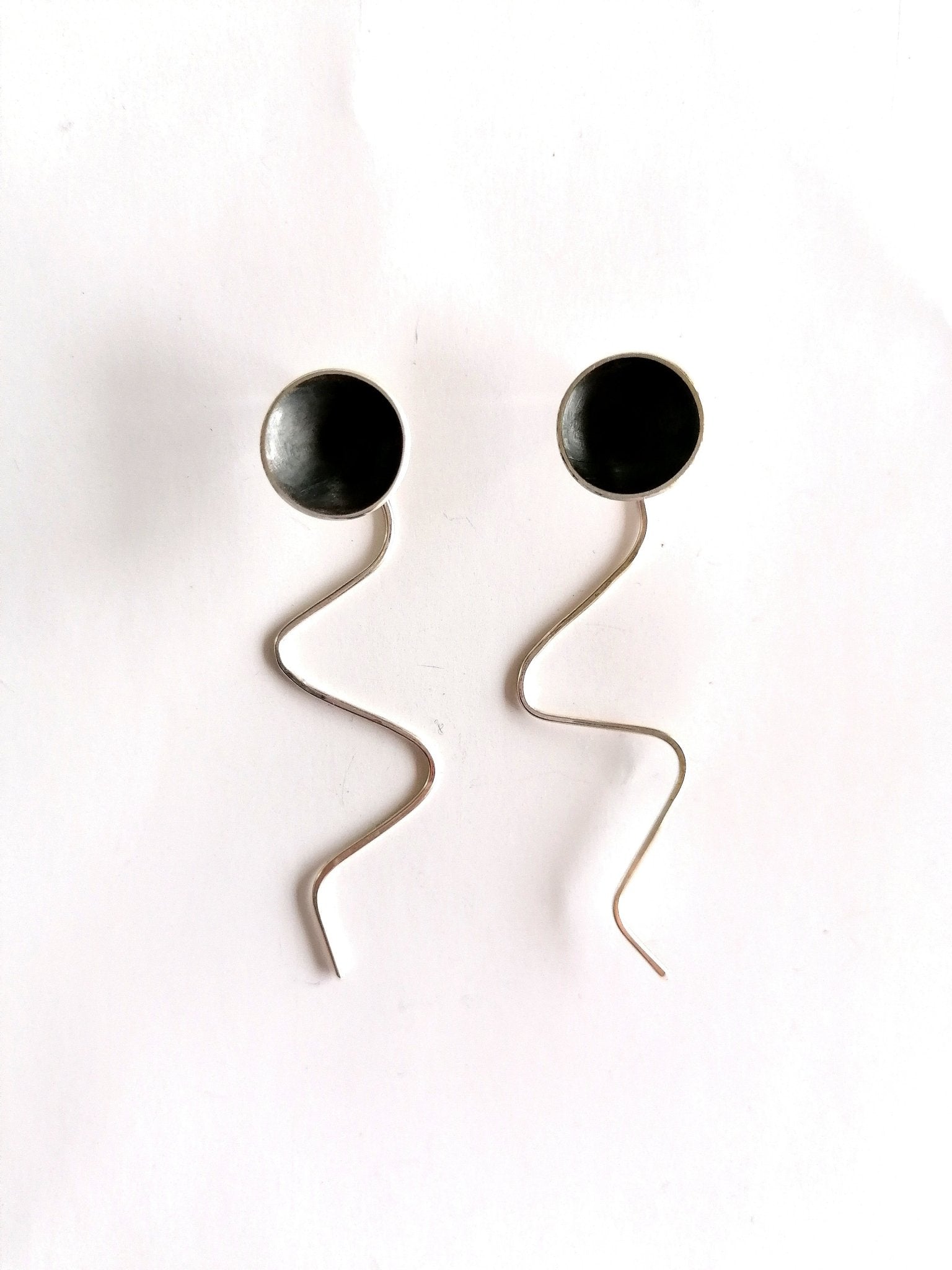 Sterling silver jellyfish earrings - Saw Framed