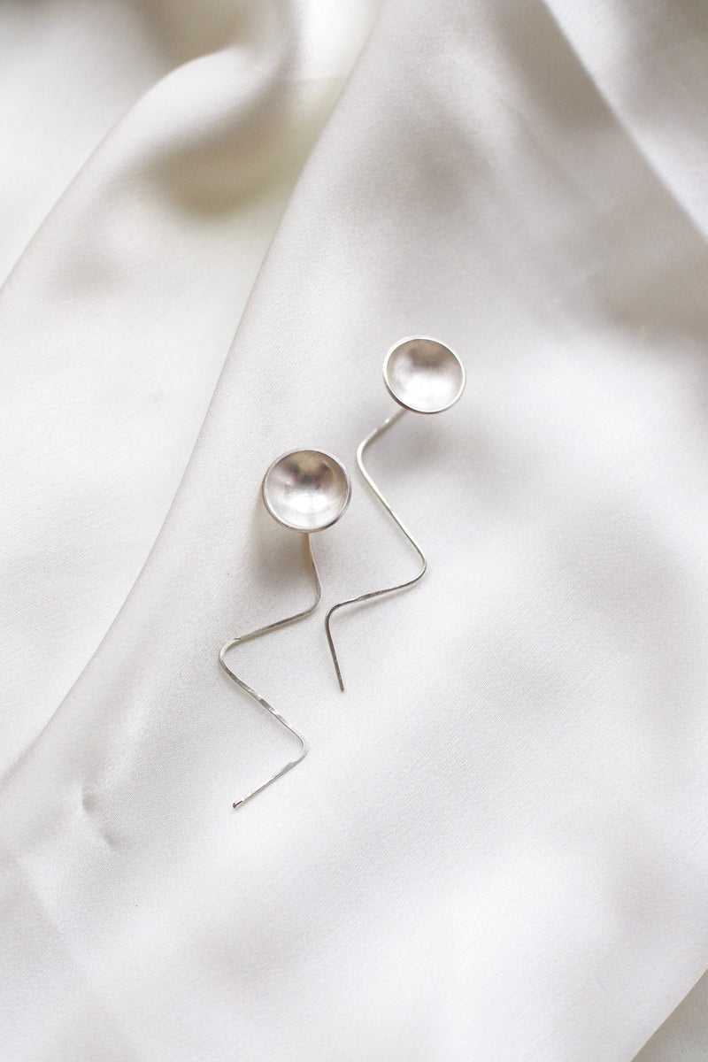 Sterling silver jellyfish earrings - Saw Framed
